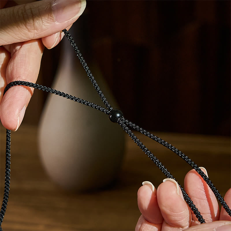 Tibetan Agate Carved God of Wealth Nine-eye Dzi Bead Blessing Necklace Pendant