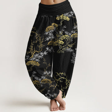 Botanical Cotton Elastic Waist Meditation Harem Pants
