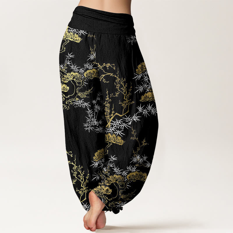 Botanical Cotton Elastic Waist Meditation Harem Pants