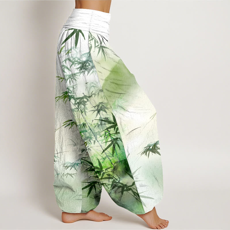 Cotton Ink Wash Print Mindful Meditation Harem Pants