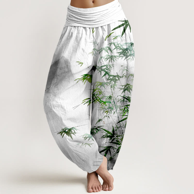 Cotton Ink Wash Print Mindful Meditation Harem Pants