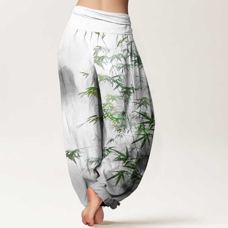 Cotton Ink Wash Print Mindful Meditation Harem Pants