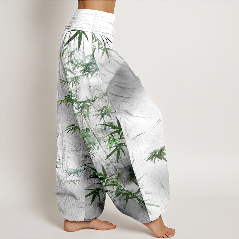 Cotton Ink Wash Print Mindful Meditation Harem Pants