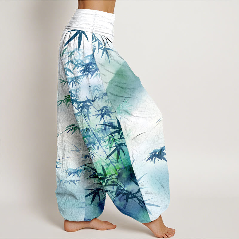 Cotton Ink Wash Print Mindful Meditation Harem Pants
