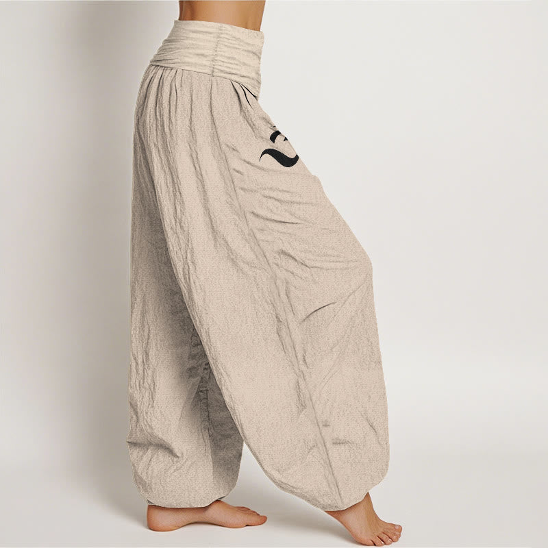 100% Cotton Lotus Motif High-Waist Harem Meditation Pants