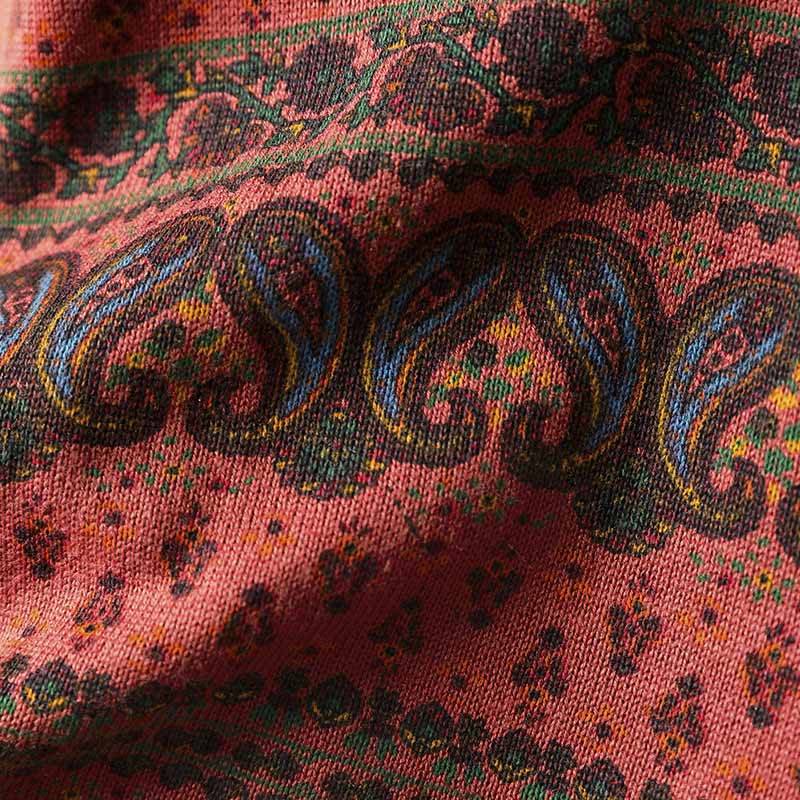 Botanical Print Cotton Crew Neck Grounding Sweater with Pocket