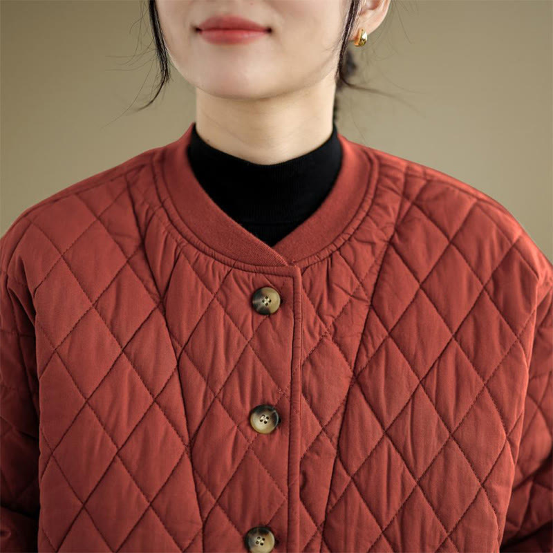 Structured Cotton-Blend Diamond Grid Warm Meditation Jacket