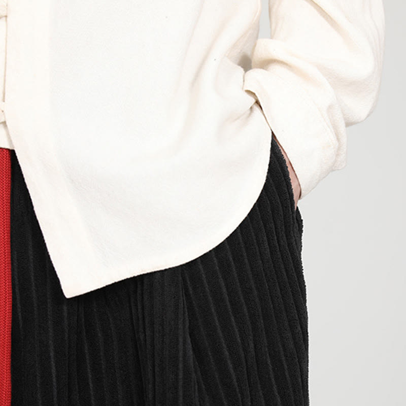 Color Contrast Drawstring Design Cotton Men's Harem Corduroy Pants With Pockets