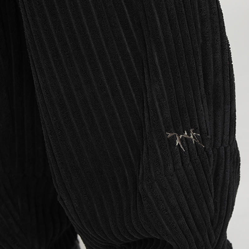 Color Contrast Drawstring Design Cotton Men's Harem Corduroy Pants With Pockets