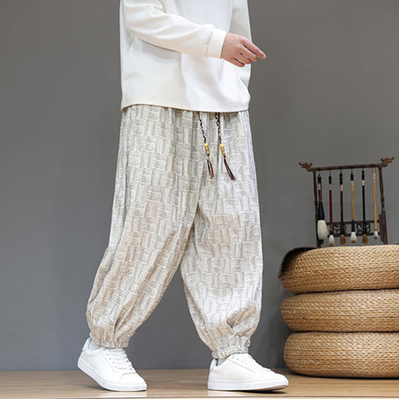 Cotton Corduroy Plaid Harem Trousers for Mindful Daily Movement