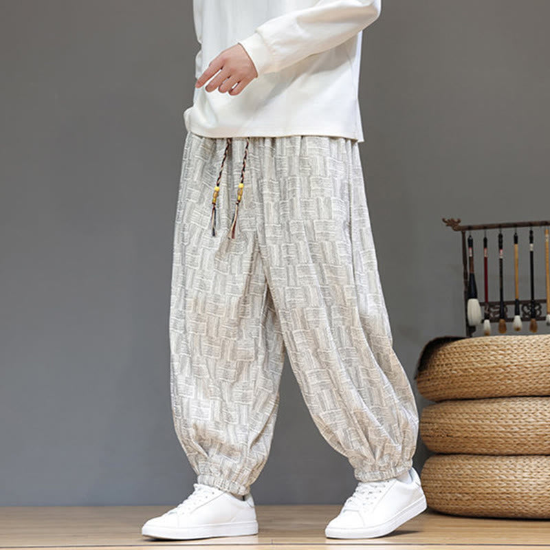 Cotton Corduroy Plaid Harem Trousers for Mindful Daily Movement
