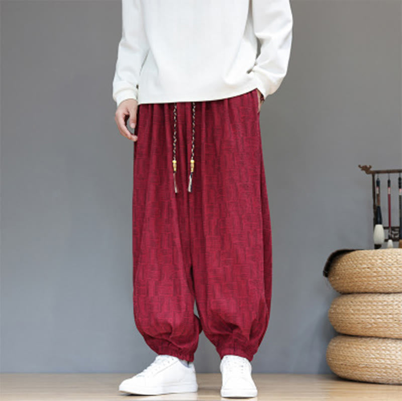 Cotton Corduroy Plaid Harem Trousers for Mindful Daily Movement