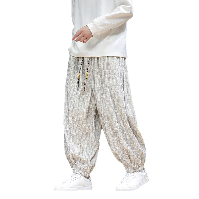 Cotton Corduroy Plaid Harem Trousers for Mindful Daily Movement