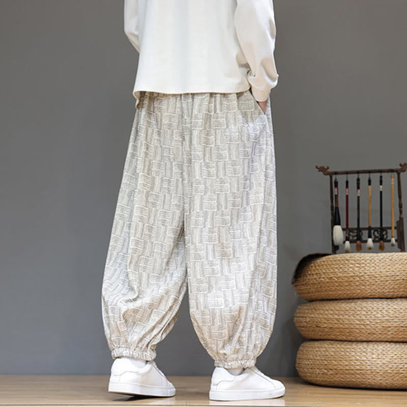Cotton Corduroy Plaid Harem Trousers for Mindful Daily Movement