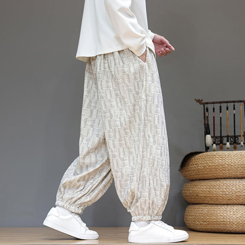 Cotton Corduroy Plaid Harem Trousers for Mindful Daily Movement
