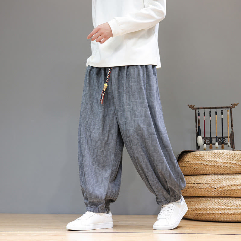 Cotton Corduroy Plaid Harem Trousers for Mindful Daily Movement