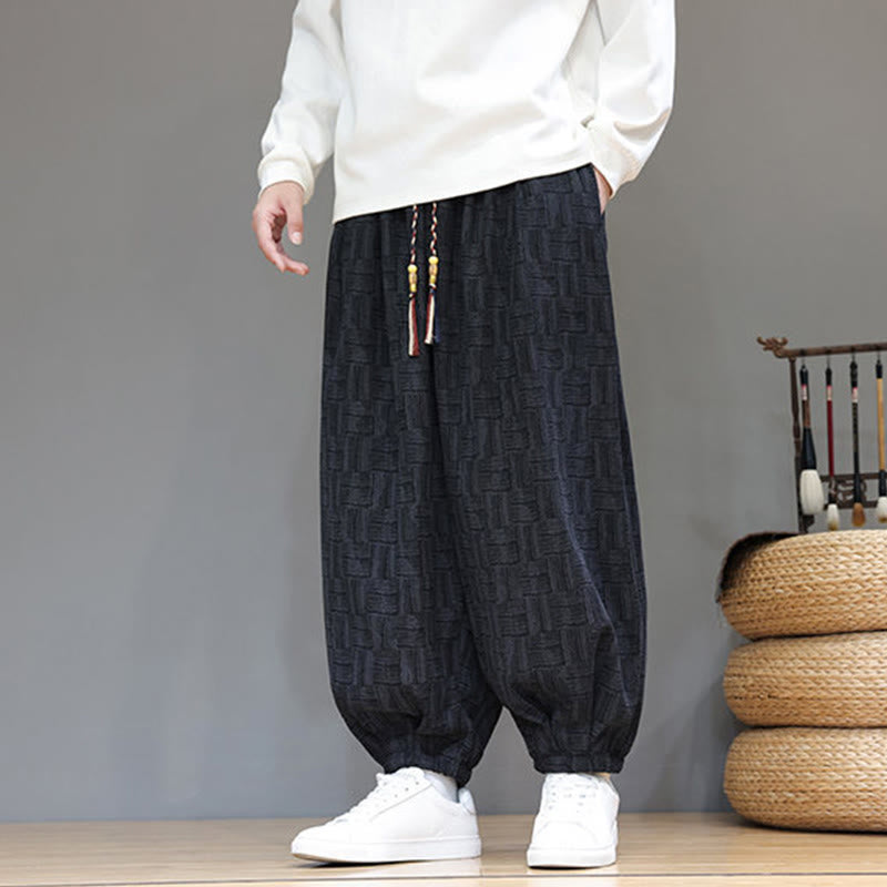 Cotton Corduroy Plaid Harem Trousers for Mindful Daily Movement