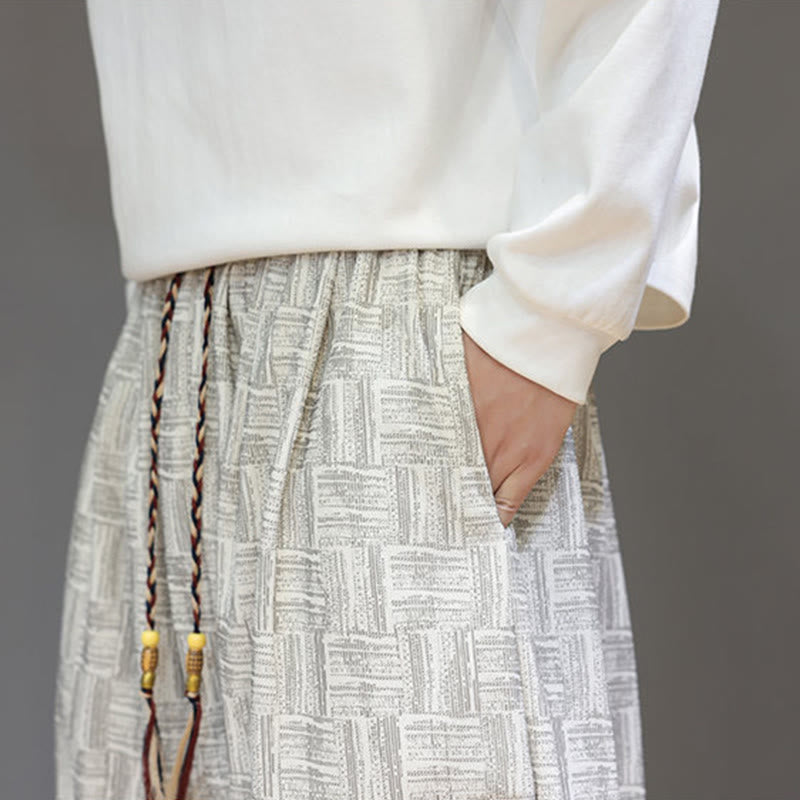 Cotton Corduroy Plaid Harem Trousers for Mindful Daily Movement