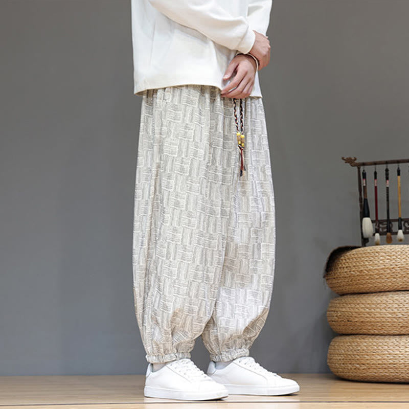 Cotton Corduroy Plaid Harem Trousers for Mindful Daily Movement