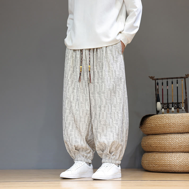 Cotton Corduroy Plaid Harem Trousers for Mindful Daily Movement
