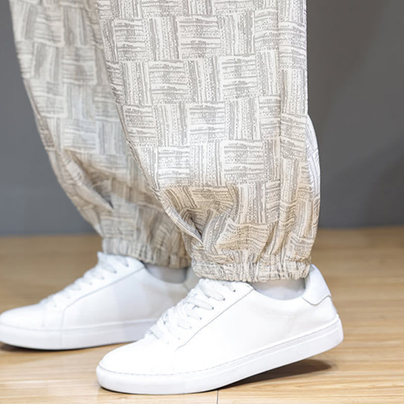 Cotton Corduroy Plaid Harem Trousers for Mindful Daily Movement