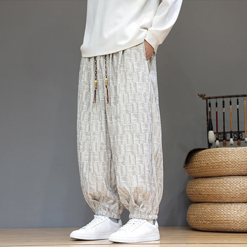 Cotton Corduroy Plaid Harem Trousers for Mindful Daily Movement
