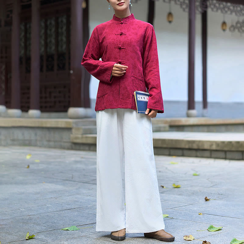 Tactile Cotton Jacquard Relaxed Meditation Shirt and Pants Set