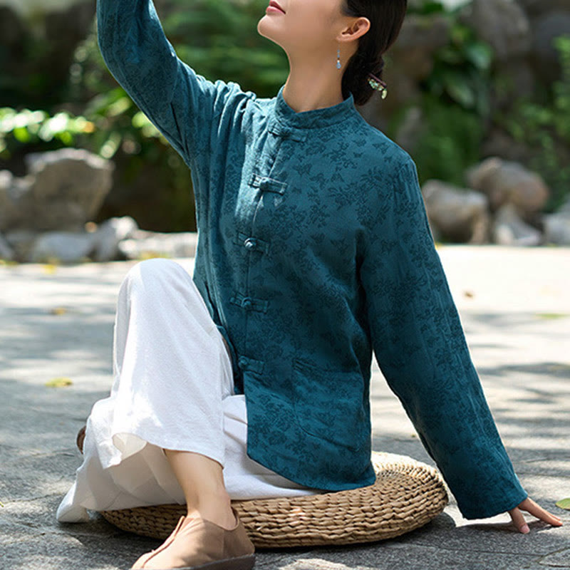 Tactile Cotton Jacquard Relaxed Meditation Shirt and Pants Set
