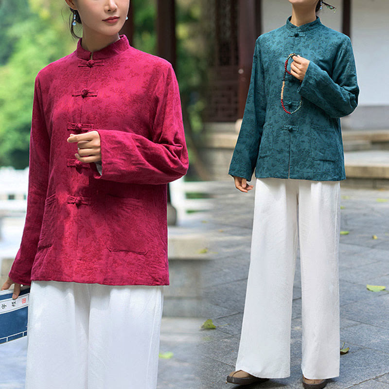 Tactile Cotton Jacquard Relaxed Meditation Shirt and Pants Set