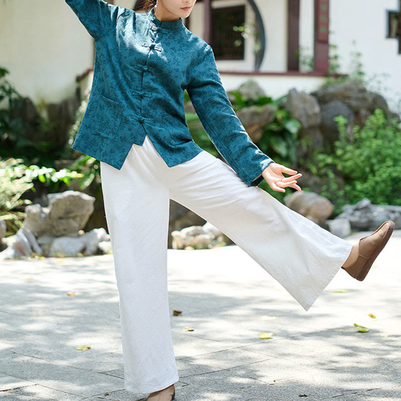 Tactile Cotton Jacquard Relaxed Meditation Shirt and Pants Set