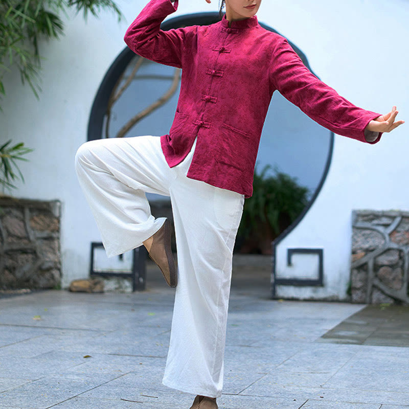 Tactile Cotton Jacquard Relaxed Meditation Shirt and Pants Set