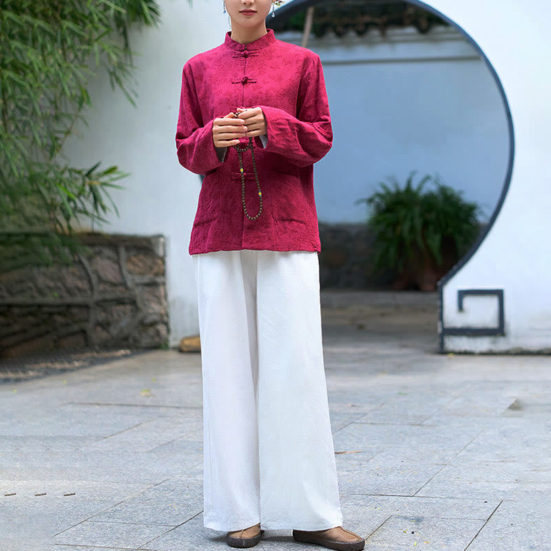Tactile Cotton Jacquard Relaxed Meditation Shirt and Pants Set