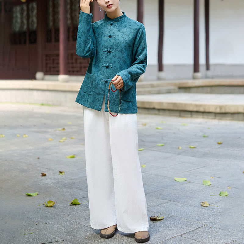 Tactile Cotton Jacquard Relaxed Meditation Shirt and Pants Set
