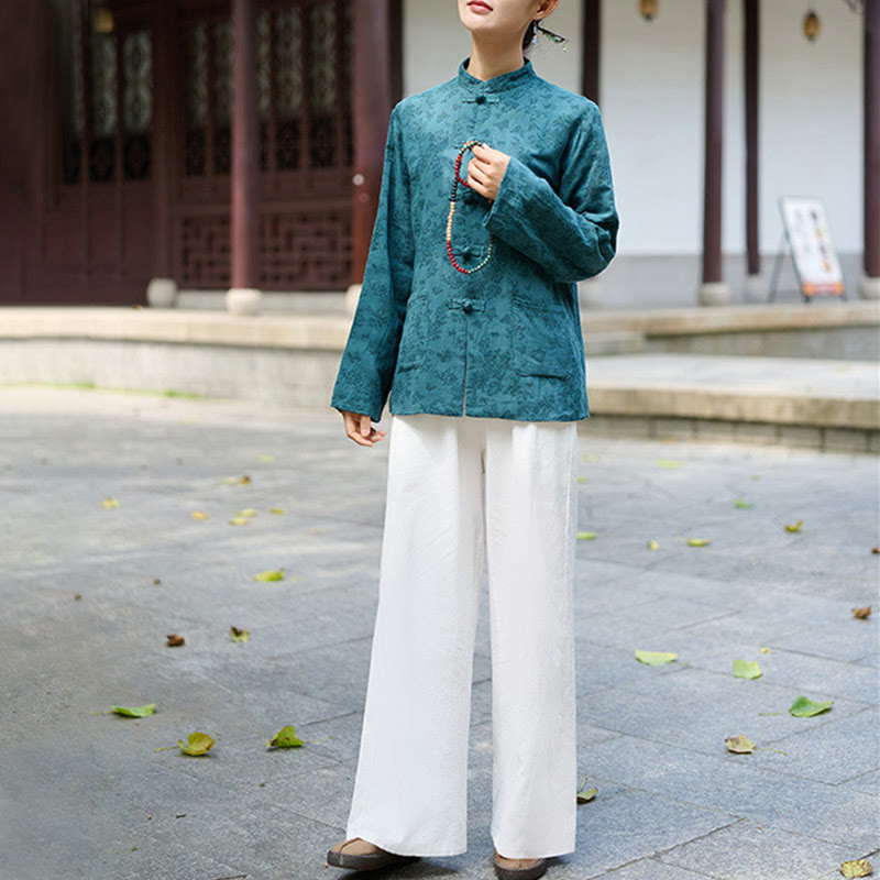 Tactile Cotton Jacquard Relaxed Meditation Shirt and Pants Set