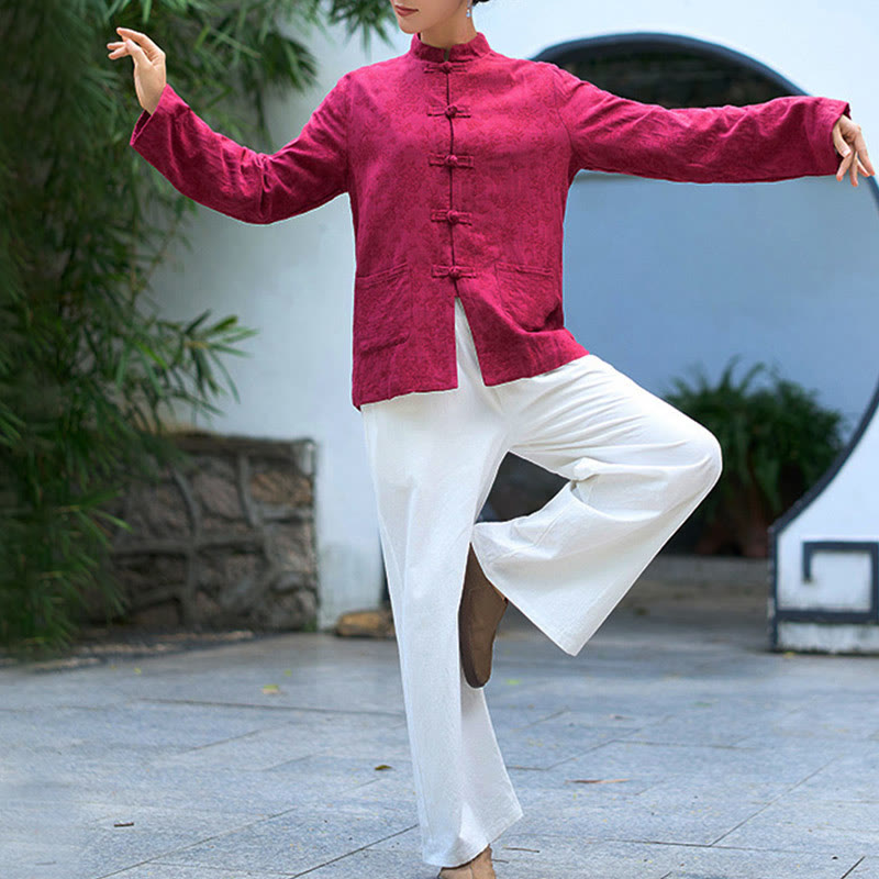 Tactile Cotton Jacquard Relaxed Meditation Shirt and Pants Set