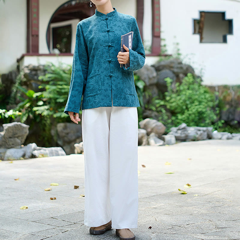 Tactile Cotton Jacquard Relaxed Meditation Shirt and Pants Set