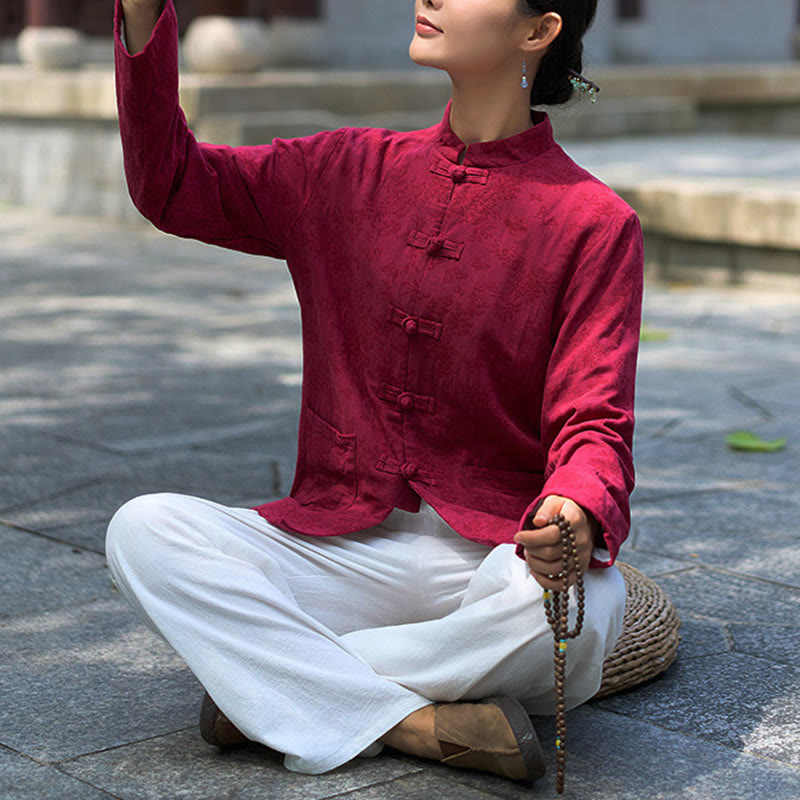 Tactile Cotton Jacquard Relaxed Meditation Shirt and Pants Set