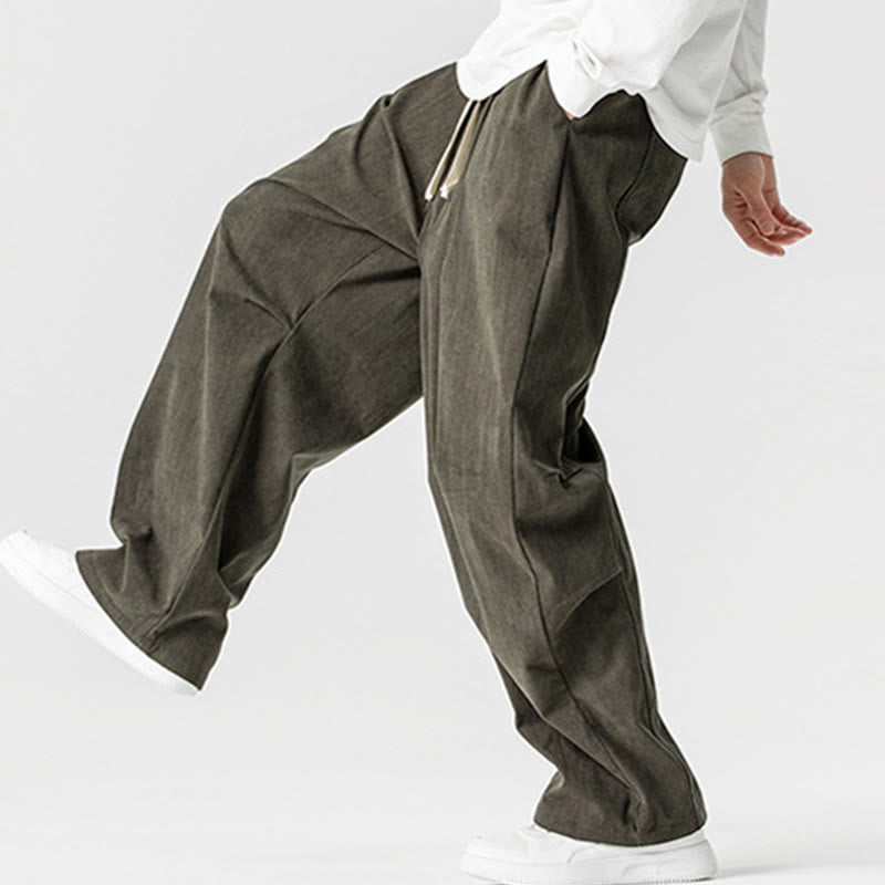 Tactile Cotton Corduroy Wide-Leg Cargo Trousers for Meditation and Daily Grounding