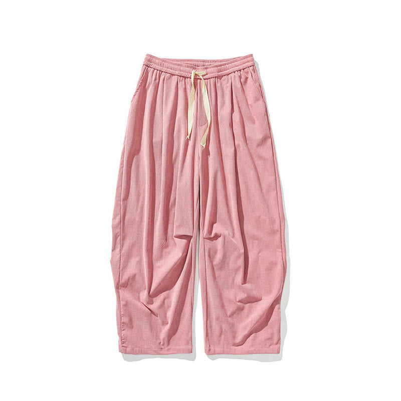 Tactile Cotton Corduroy Wide-Leg Cargo Trousers for Meditation and Daily Grounding