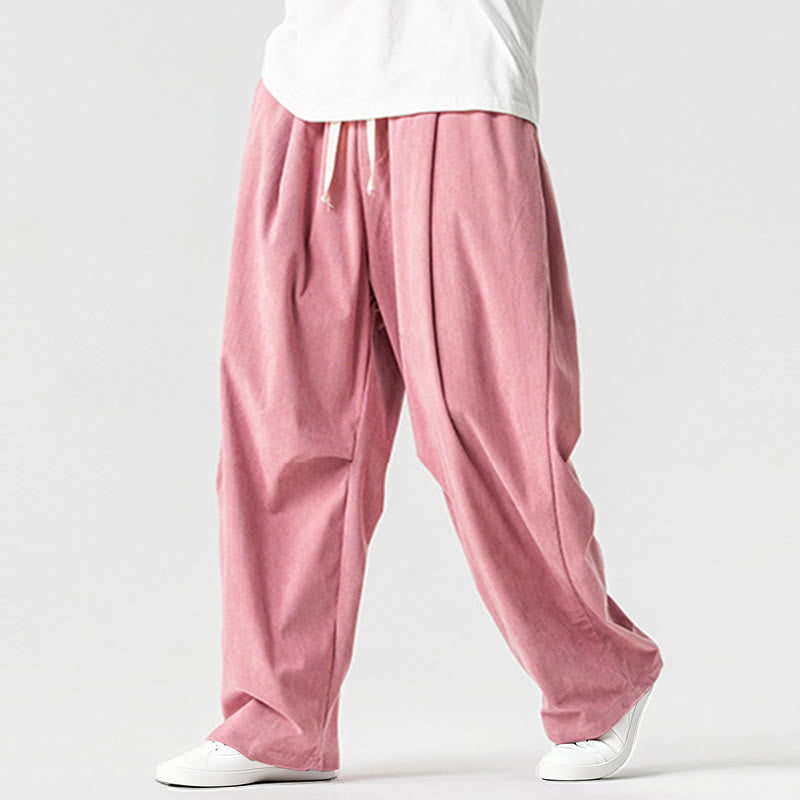 Tactile Cotton Corduroy Wide-Leg Cargo Trousers for Meditation and Daily Grounding