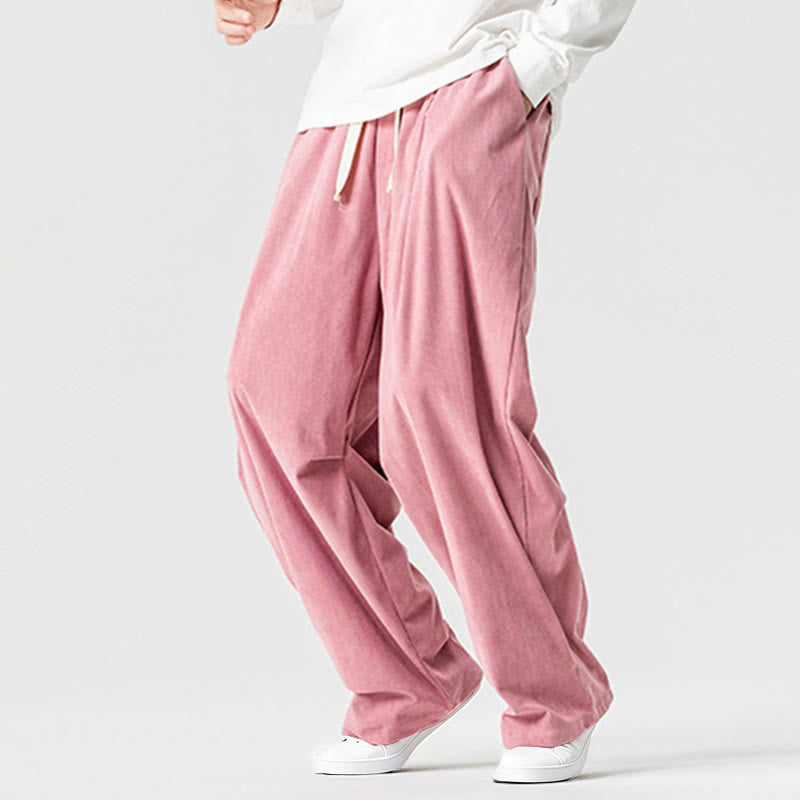 Tactile Cotton Corduroy Wide-Leg Cargo Trousers for Meditation and Daily Grounding