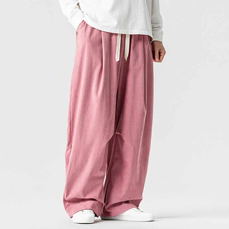 Tactile Cotton Corduroy Wide-Leg Cargo Trousers for Meditation and Daily Grounding