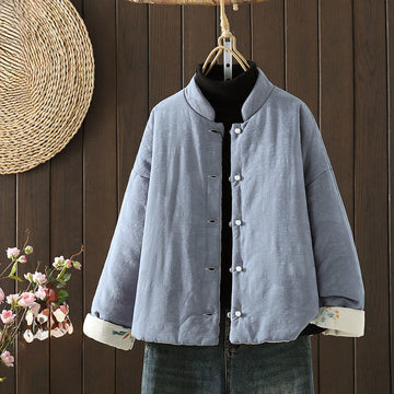 Thick Cotton Blend Frog Button Mindful Layering Jacket