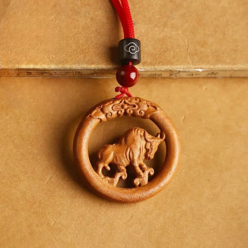 Peach Wood Chinese Zodiac Year Of The Horse Ward Off Evil Spirits Necklace Pendants