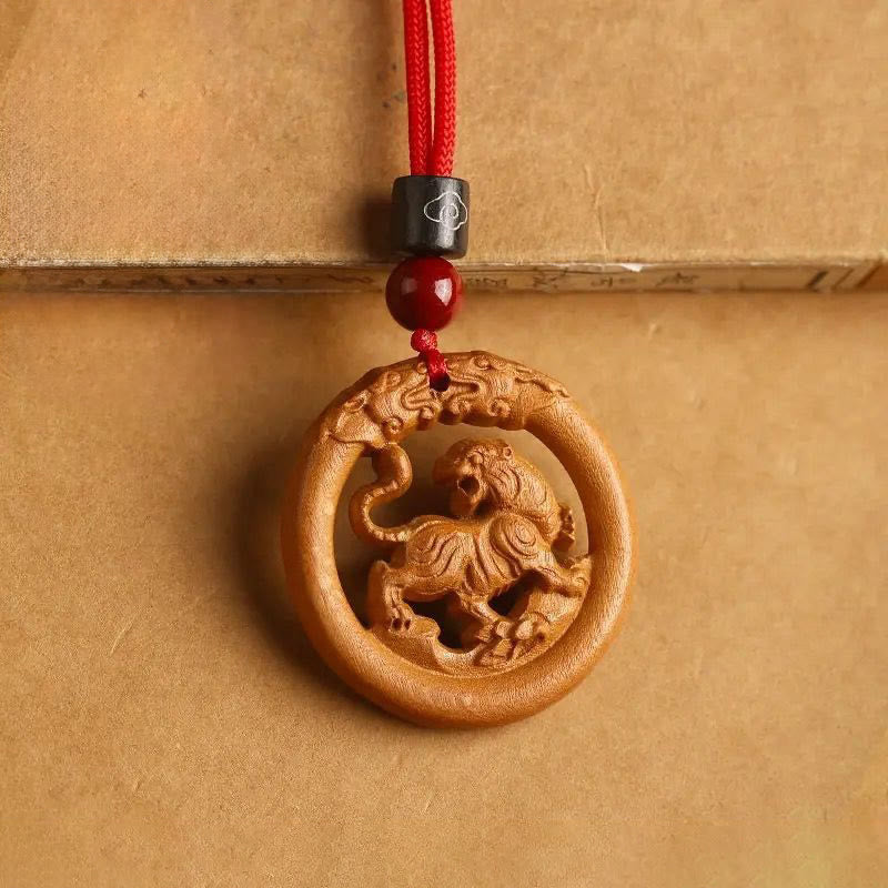 Peach Wood Chinese Zodiac Year Of The Horse Ward Off Evil Spirits Necklace Pendants