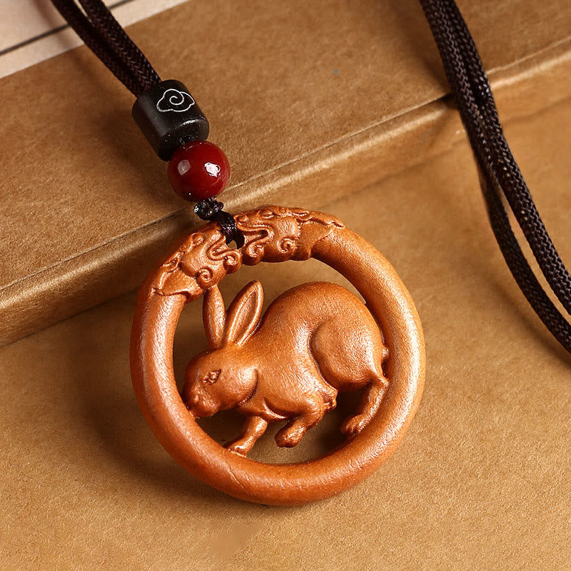 Peach Wood Chinese Zodiac Year Of The Horse Ward Off Evil Spirits Necklace Pendants