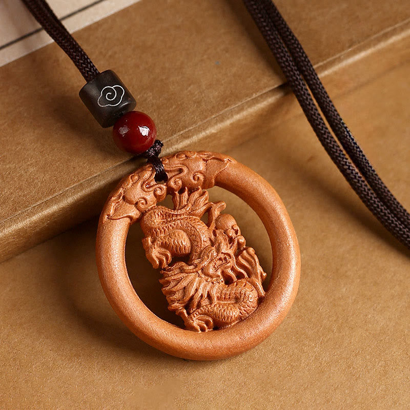 Peach Wood Chinese Zodiac Year Of The Horse Ward Off Evil Spirits Necklace Pendants