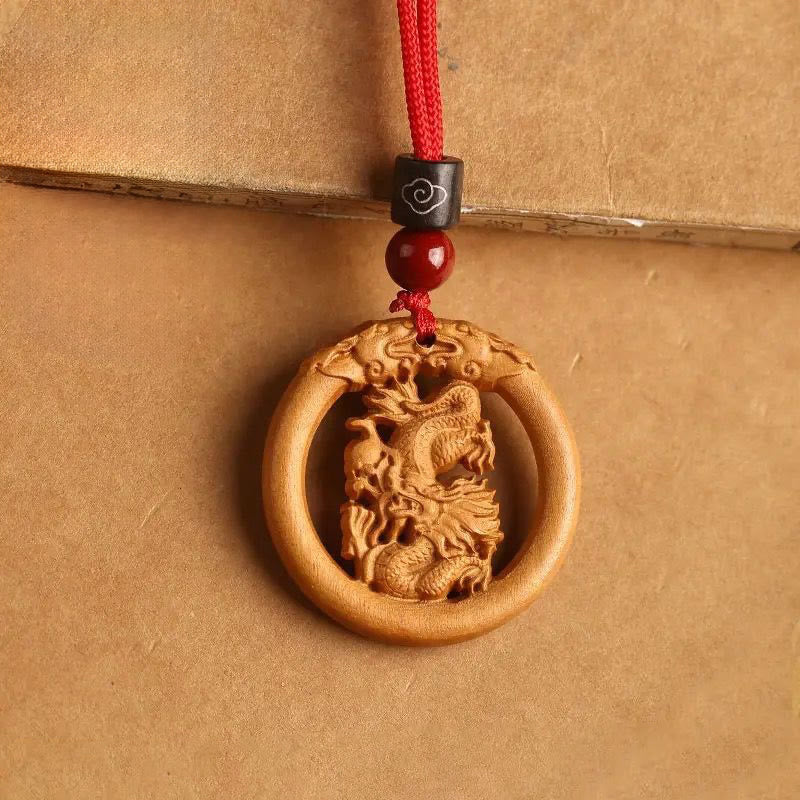 Peach Wood Chinese Zodiac Year Of The Horse Ward Off Evil Spirits Necklace Pendants