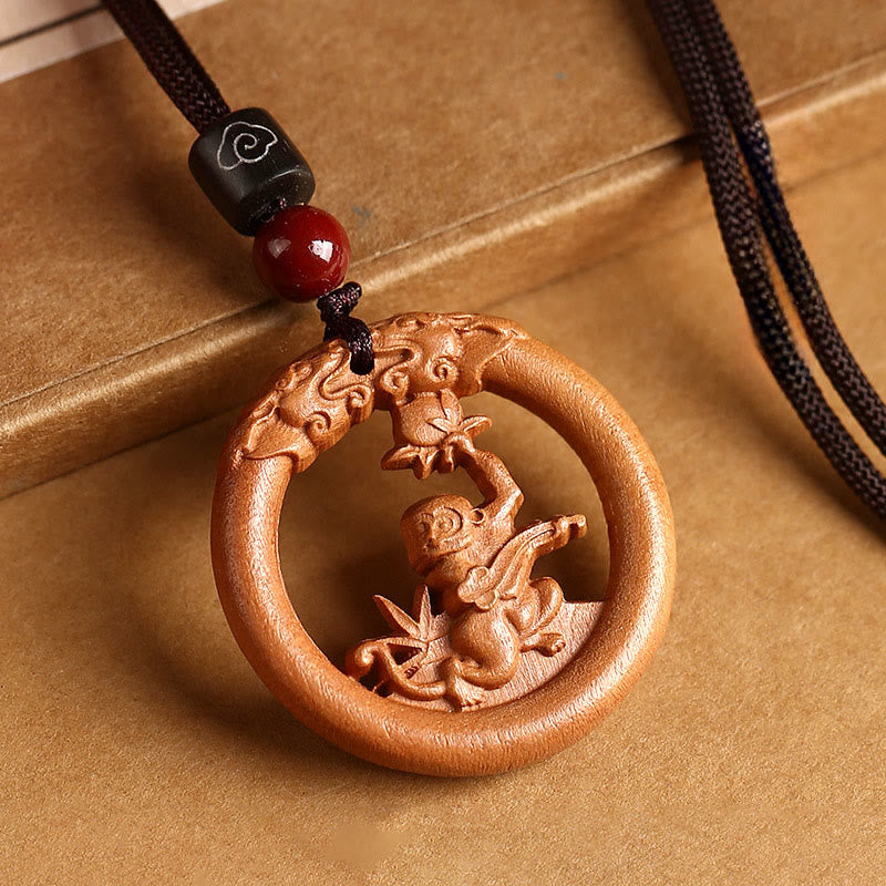 Peach Wood Chinese Zodiac Year Of The Horse Ward Off Evil Spirits Necklace Pendants