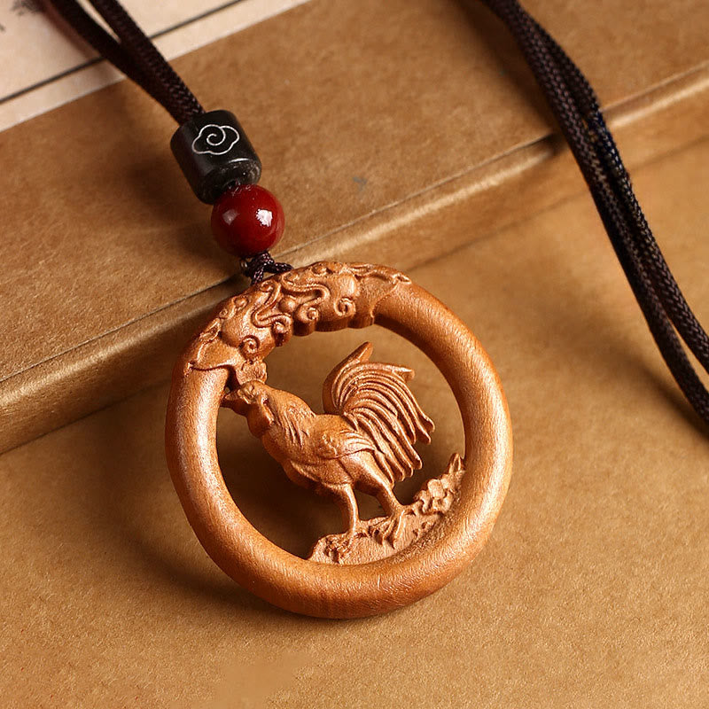 Peach Wood Chinese Zodiac Year Of The Horse Ward Off Evil Spirits Necklace Pendants
